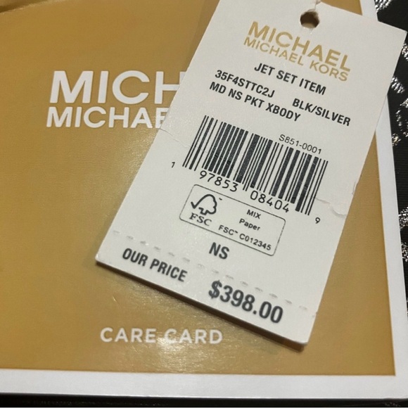 Michael Kors NWT Jet Set black and silver crossbody with guitar strap, NWT - Picture 3 of 7